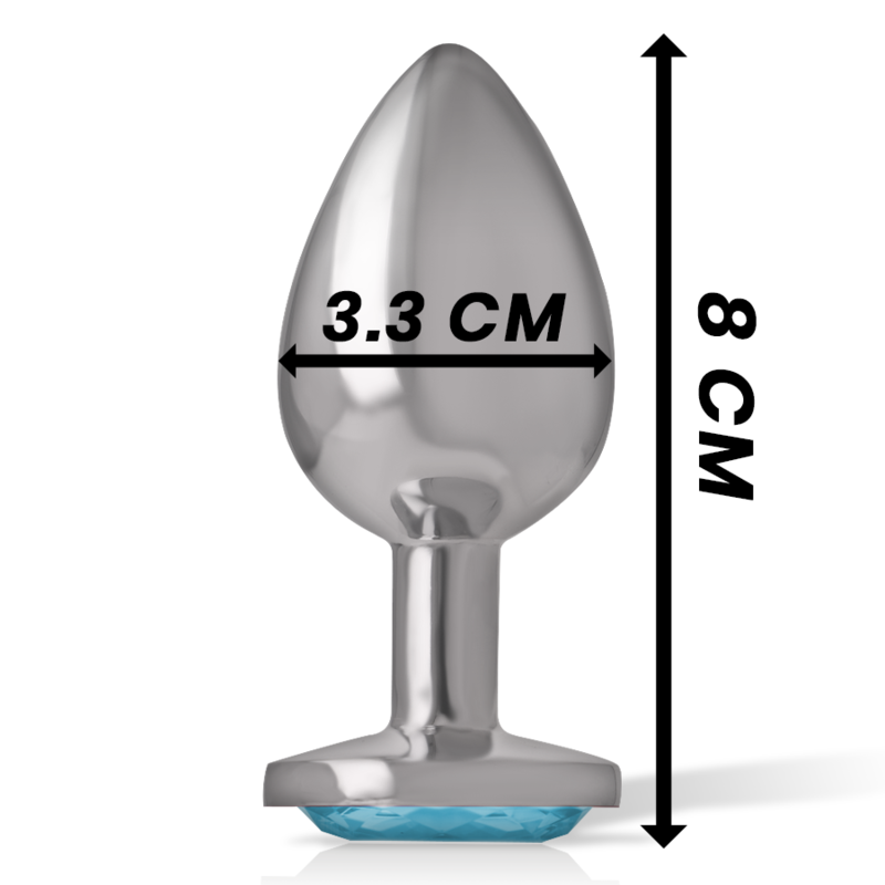 INTENSE - Analplug aus Aluminium mit blauem Glas, Größe M