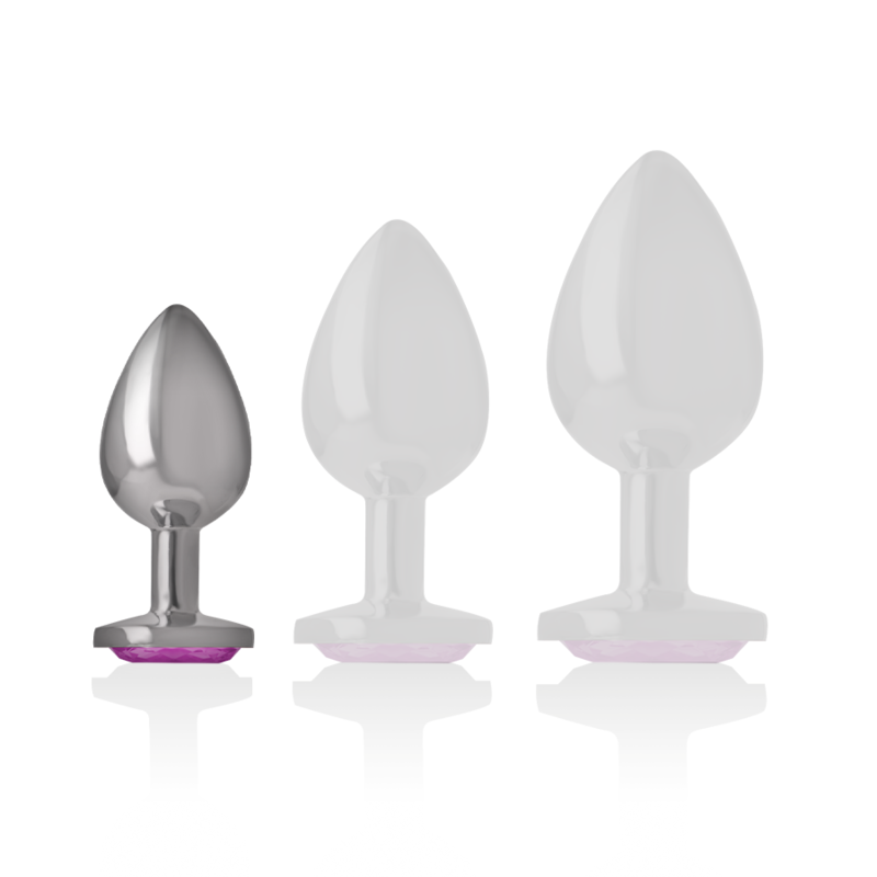 INTENSE - Aluminium-Metall-Analplug mit rosanem Kristall, Größe S