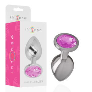 INTENSE - Aluminium-Metall-Analplug mit rosanem Kristall, Größe S