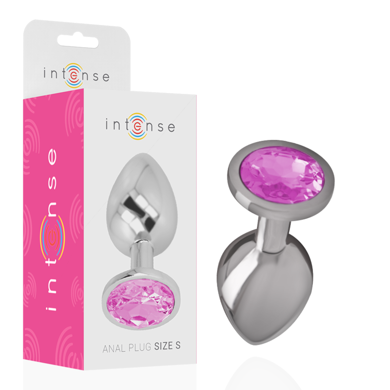 INTENSE - Aluminium-Metall-Analplug mit rosanem Kristall, Größe S