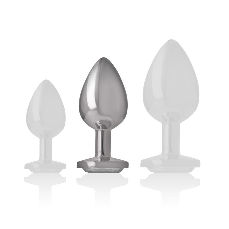 INTENSE - Aluminium-Metall-Analplug, weißes Herz, Größe M