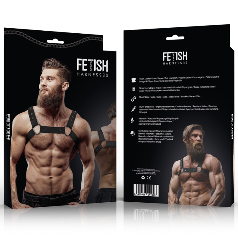 FETISH SUBMISSIVE ATTITUDE - Verstellbarer Neopren-Brust-Sport-Harness für Männer