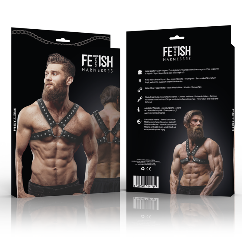 FETISH SUBMISSIVE ATTITUDE - Brust-Harness aus Ökoleder mit Nieten für Herren