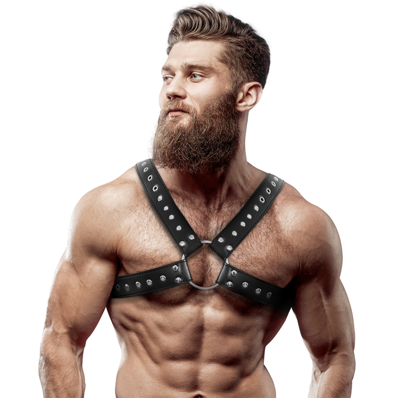 FETISH SUBMISSIVE ATTITUDE - Brust-Harness aus Ökoleder mit Nieten für Herren