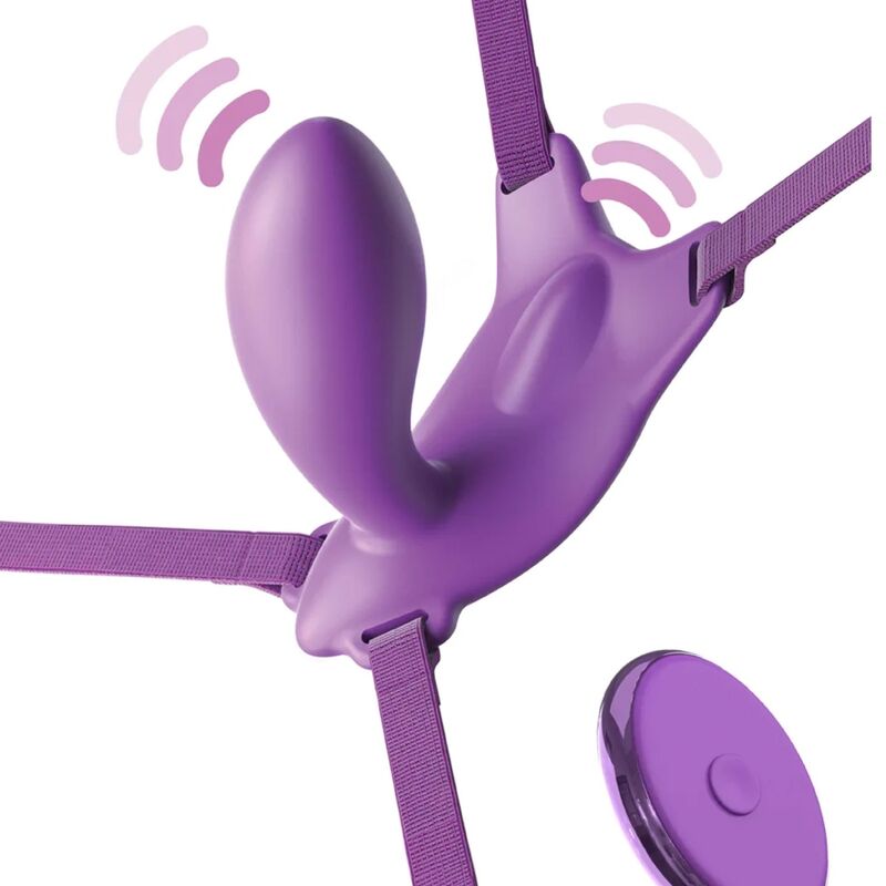 FANTASY FOR HER - G-SPOT-SCHMETTERLINGSGESCHIRR MIT VIBRATOR, WIEDERAUFLADBAR UND VIOLETTEM FERNBEDIENUNG