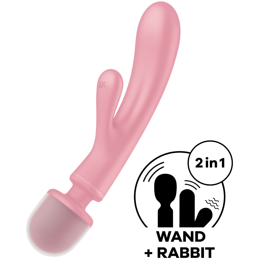 SATISFYER - TRIPLE LOVER RABBIT VIBRATOR MASSAGER Rosa