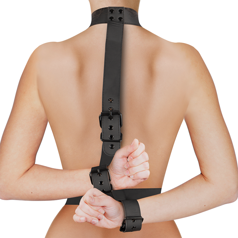 FETISH SUBMISSIVE BONDAGE - Kragen- und Handgelenkmanschetten-Körperfessel-Set