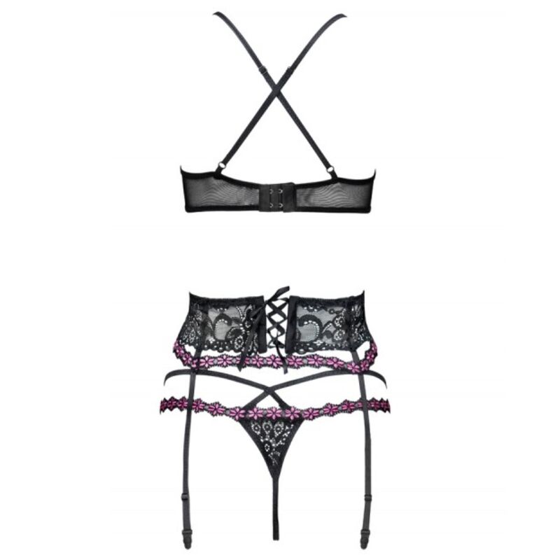 LIVCO CORSETTI FASHION - SNEHANA LC 90443 BH + Strumpfgürtel + Höschen Schwarz L/XL