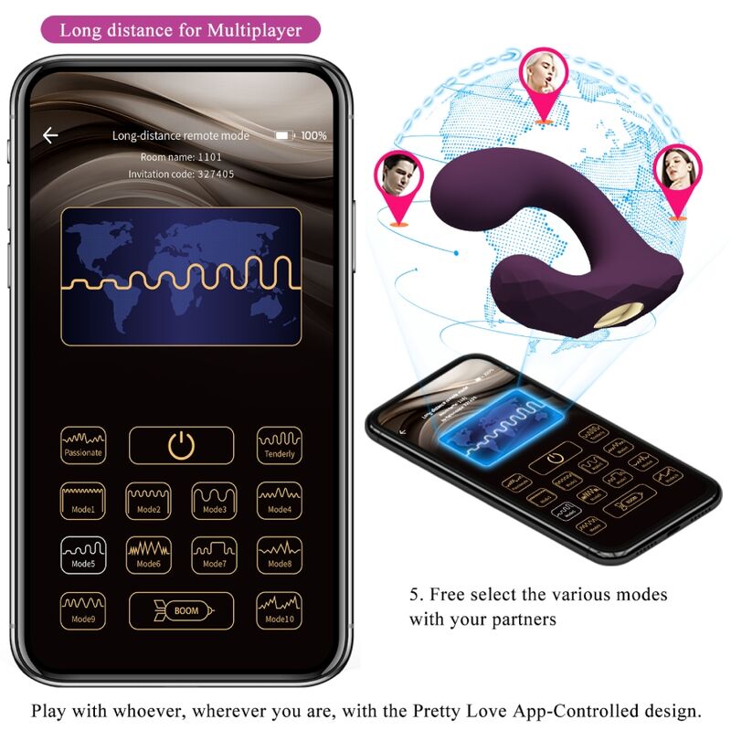 PRETTY LOVE - BILLY VIBRATOR MIT FERNBEDIENUNG LILA KOSTENLOSE APP