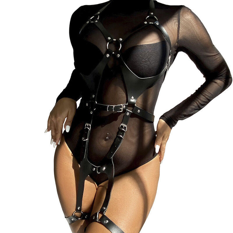 SUBBLIME - Ganzkörper-Harness mit Lederschnallen Schwarz Eine Größe