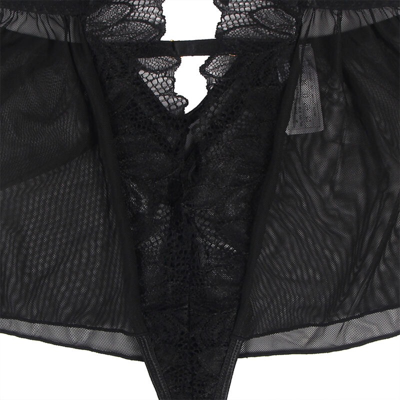 SUBBLIME - TEDDY MIT HALTERNECK UND FREIEM RÜCKEN AUS SPITZE SCHWARZ S/M