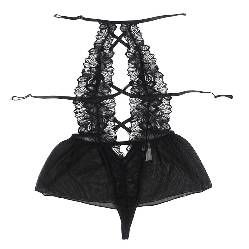 SUBBLIME - TEDDY MIT HALTERNECK UND FREIEM RÜCKEN AUS SPITZE SCHWARZ S/M