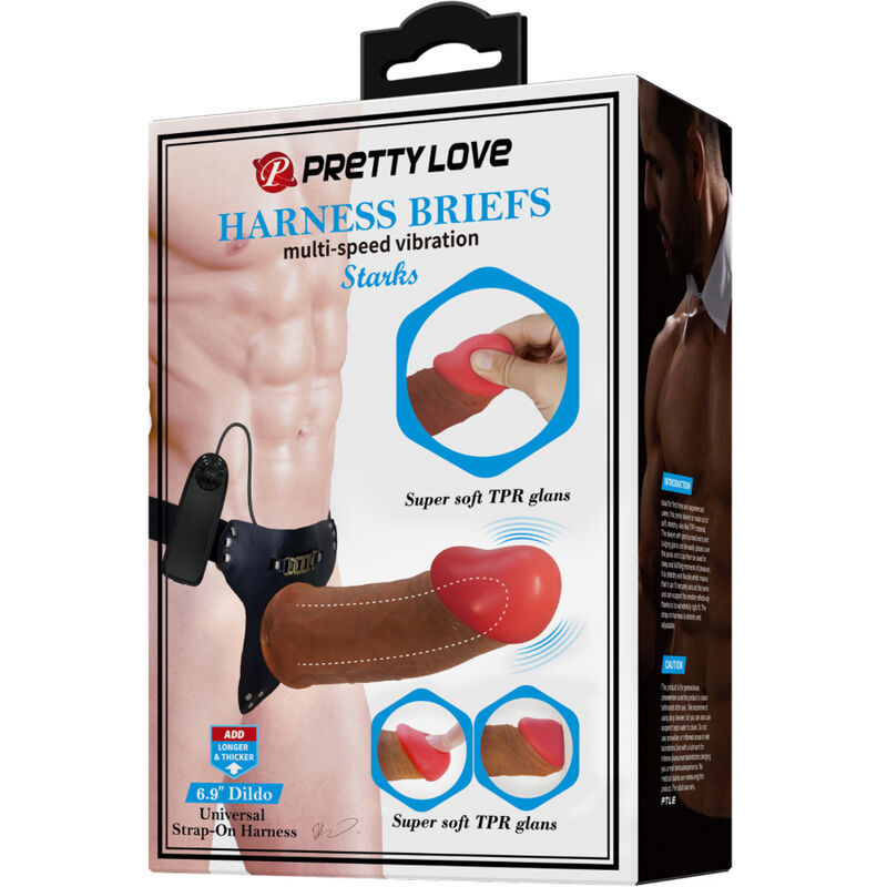 PRETTY LOVE - STARKS HARNESS SLIP MULTI-GESCHWINDIGKEIT VIBRATOR DILDO 17,5 CM HELLBRAUN