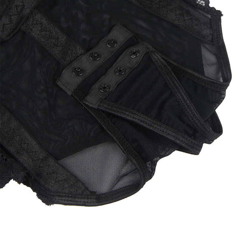 SUBBLIME - TEDDY MIT STRUMPFBANDDETAIL AUF DER BRUST SCHWARZ S/M
