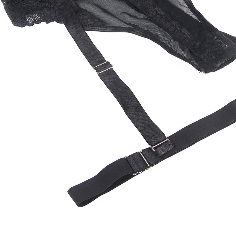 SUBBLIME - TEDDY MIT STRUMPFBANDDETAIL BRUST SCHWARZ L/XL
