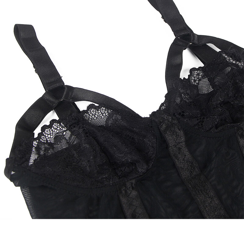 SUBBLIME - TEDDY MIT STRUMPFBANDDETAIL BRUST SCHWARZ L/XL