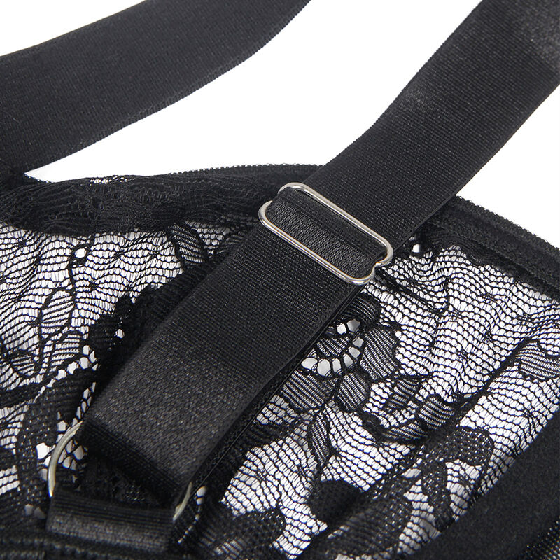 SUBBLIME - Teddy mit Strumpfband mit Spitzen-Detail und Streifen Schwarz L/XL