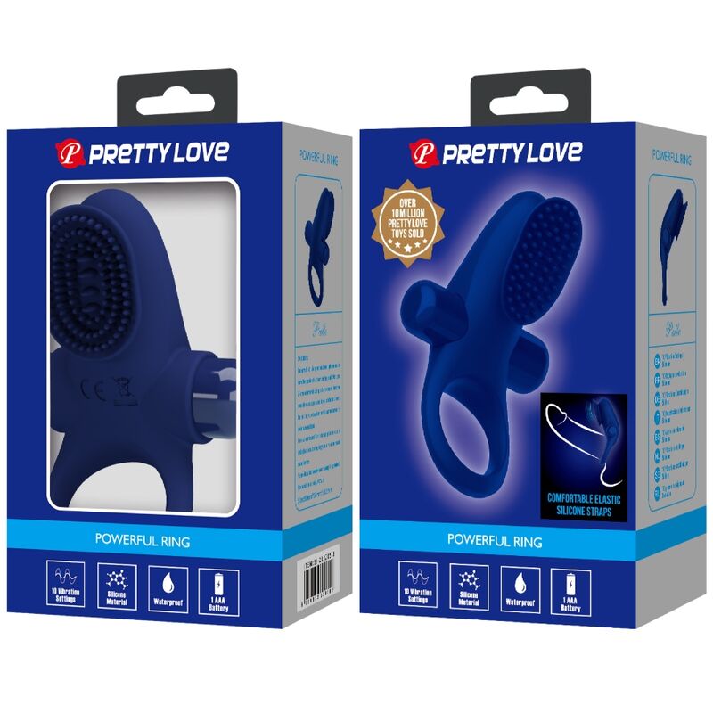 PRETTY LOVE - Penisring mit Vibration Blau