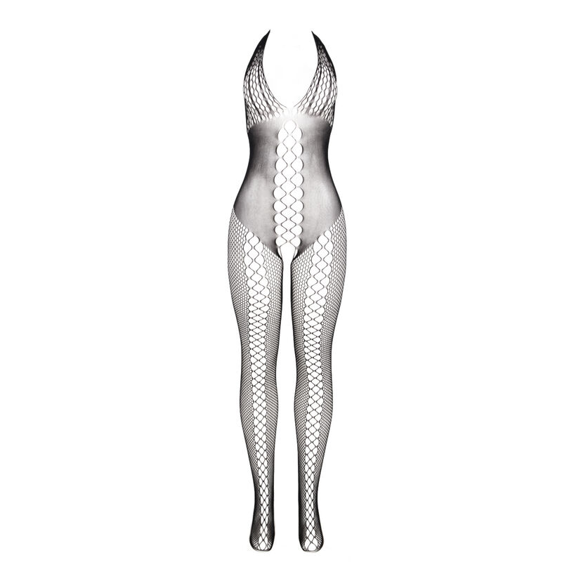 SUBBLIME - 951832 Bodystocking mit offenem Rücken und Kreuzdetails Schwarz Einheitsgröße