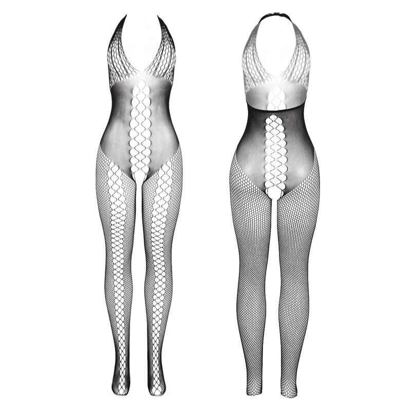 SUBBLIME - 951832 Bodystocking mit offenem Rücken und Kreuzdetails Schwarz Einheitsgröße