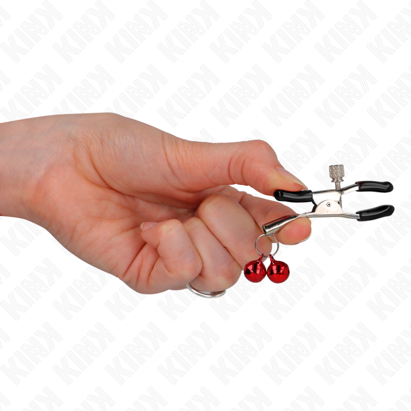 KINK - DOPPELTE GLOCKEN-NIPPELKLEMMEN ROT 6 CM