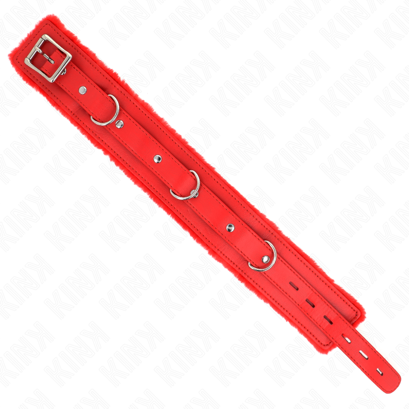 KINK - Halsband mit Leine 65 cm mit Einschränkungen Rot 36-42 cm x 5,5 cm