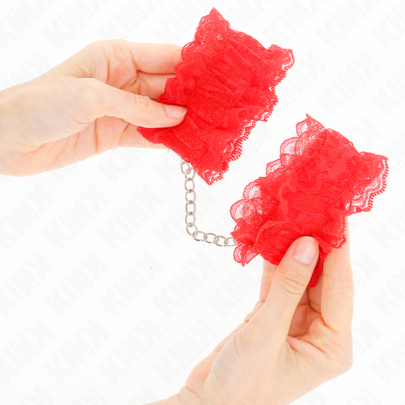 KINK - Elastische Handgelenksfesseln aus Spitze Rot