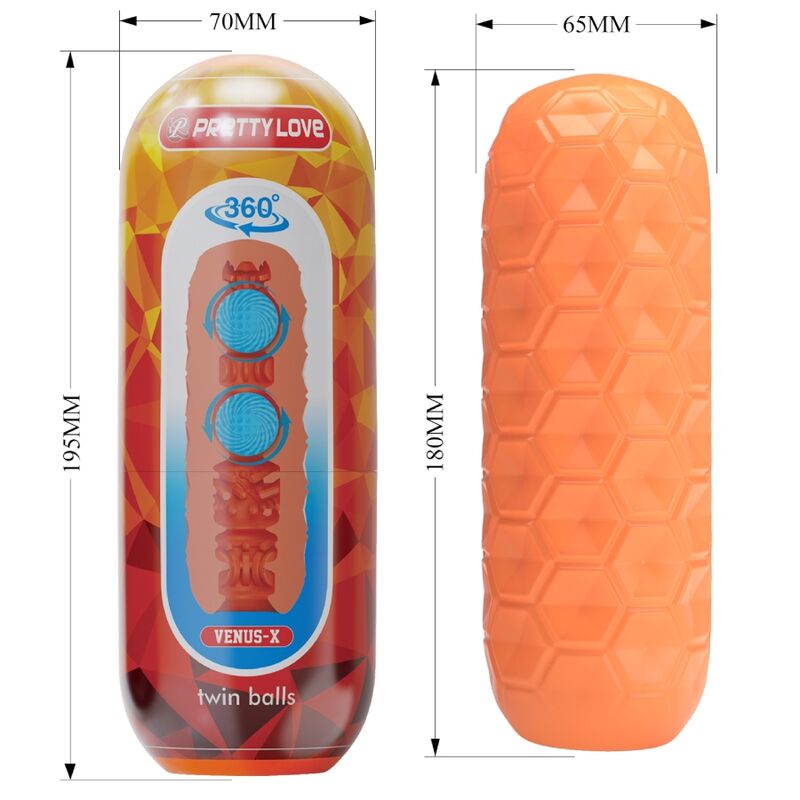 PRETTY LOVE - TWIN BALLS männlicher Masturbator Orange