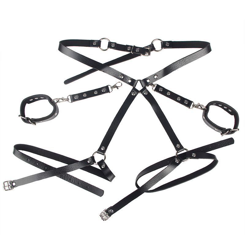 SUBBLIME - 953690 Handschellen mit Bondage-Gürtel Schwarz Eine Größe