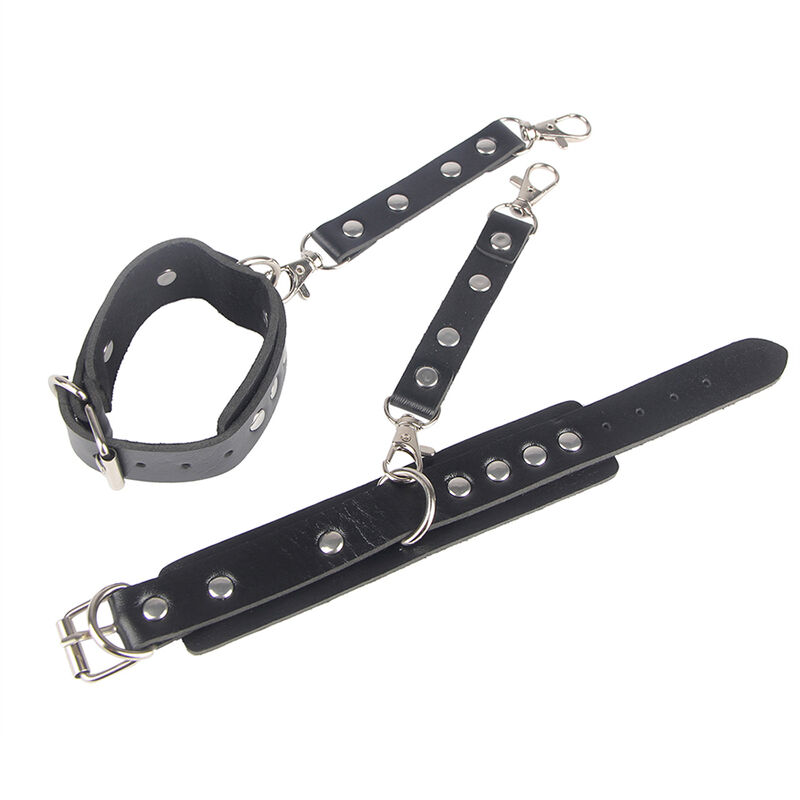 SUBBLIME - 953690 Handschellen mit Bondage-Gürtel Schwarz Eine Größe