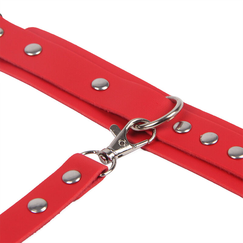 SUBBLIME - 953706 Handschellen mit Bondage-Gürtel Rot Eine Größe
