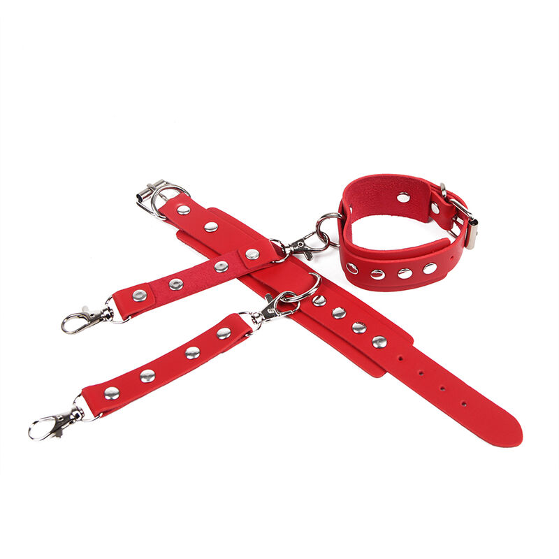 SUBBLIME - 953706 Handschellen mit Bondage-Gürtel Rot Eine Größe