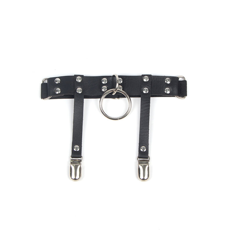 SUBBLIME - 953744 Verstellbare Punk-Strumpfhose aus Leder Schwarz Eine Größe