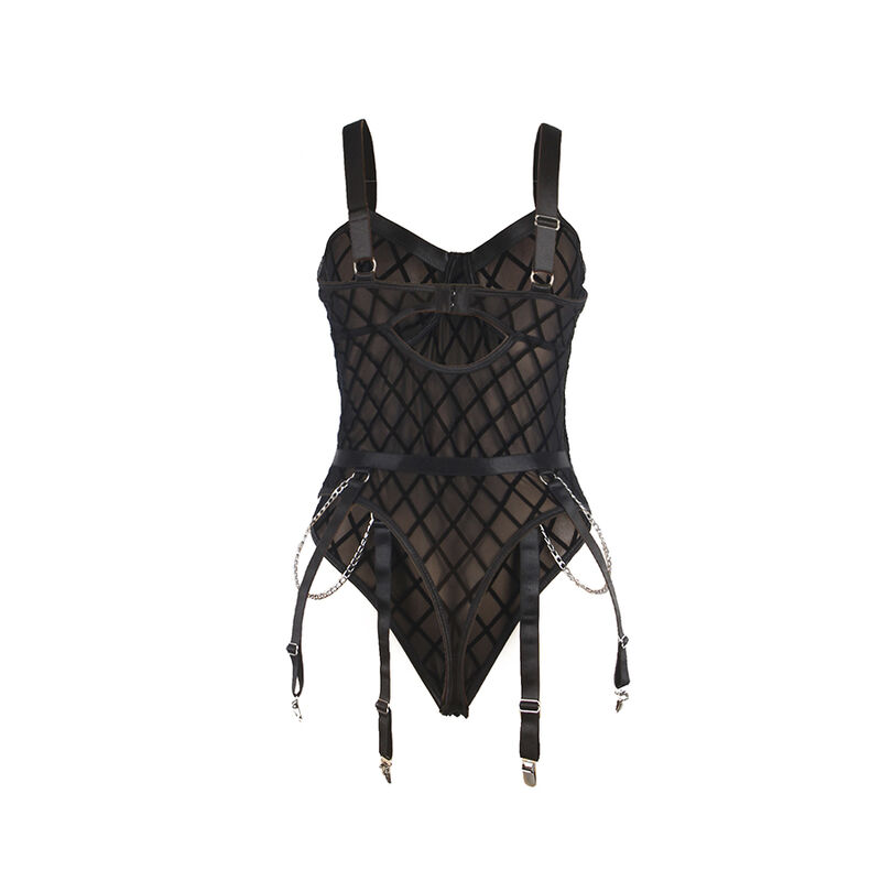 SUBBLIME - 9542277 Body mit Ketten + Strumpfgürtel Schwarz L/XL