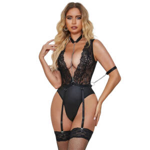 SUBBLIME - 954390 Sexy Body mit Strumpfgürtel Schwarz L/XL