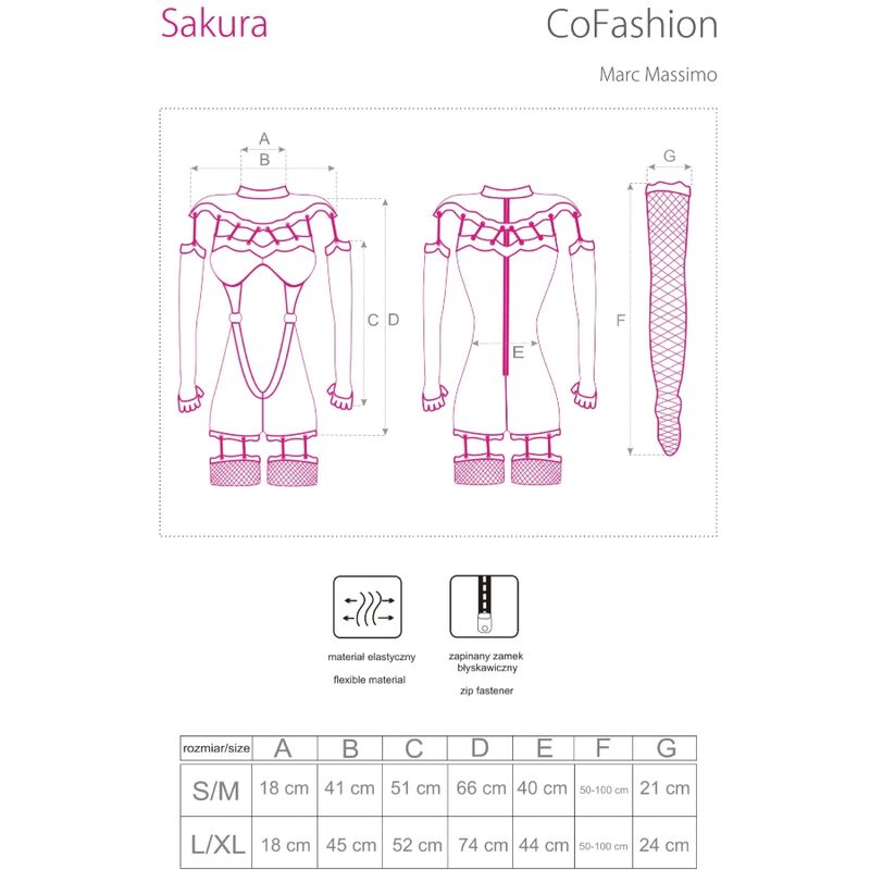 SAKURA CF 90357 Jumpsuit + lange Handschuhe + Strumpfgürtel Schwarz L/XL