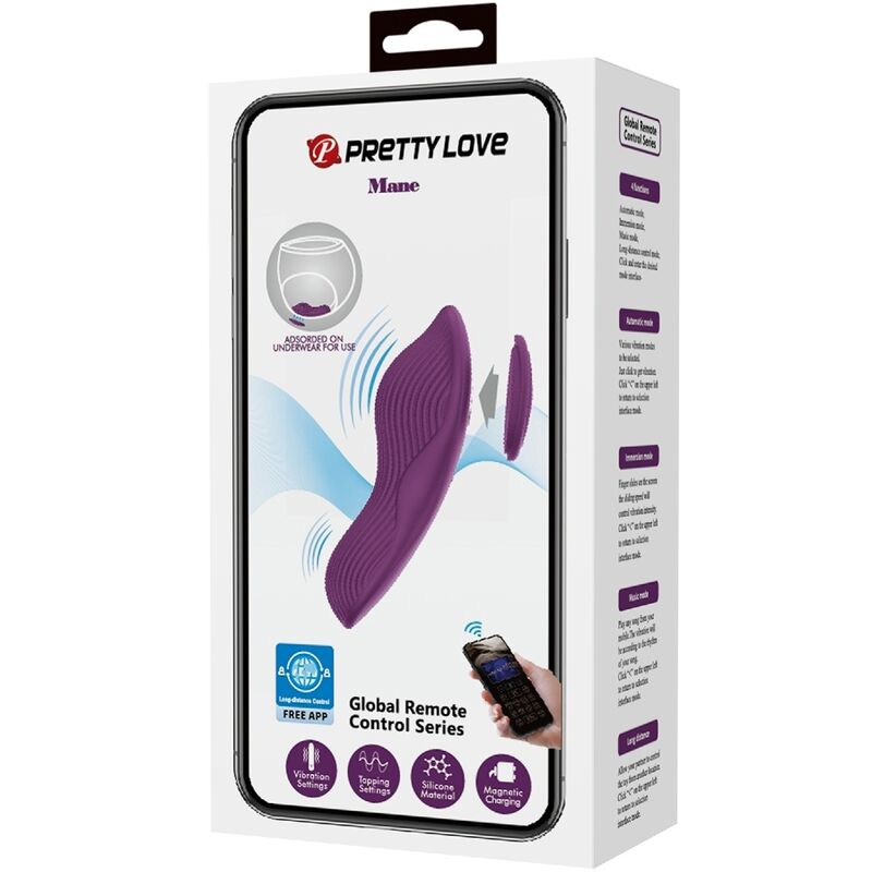 PRETTY LOVE - MANE LAY ON Klitorismassager 10 Vibrationen Fernbedienung Lila