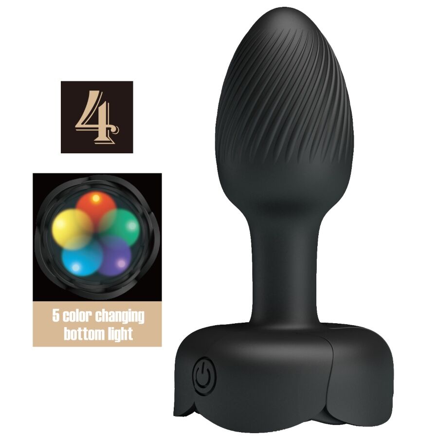 PRETTY LOVE - OLMAN Analplug mit LED Licht Schwarz 8,8 cm