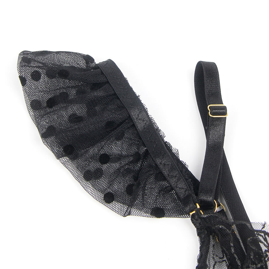SUBBLIME - 957483 Spitzen-BH und Strumpfband-Set Schwarz S/M