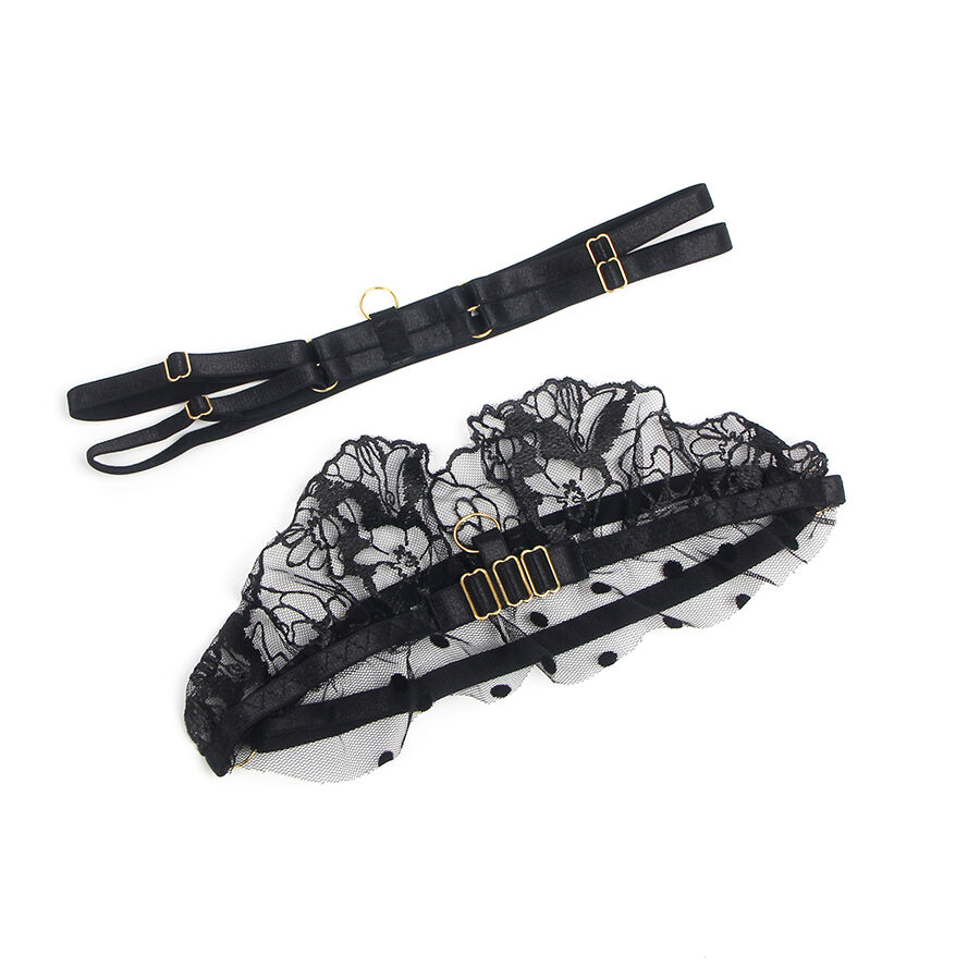 SUBBLIME - 957490 Spitzen-BH und Strumpfband-Set Schwarz L/XL