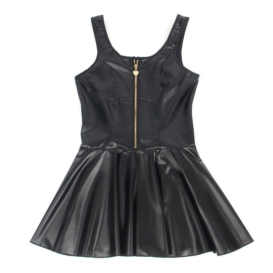 SUBBLIME - 957674 Lederkleid mit Herz-Reißverschluss, Schwarz, L/XL