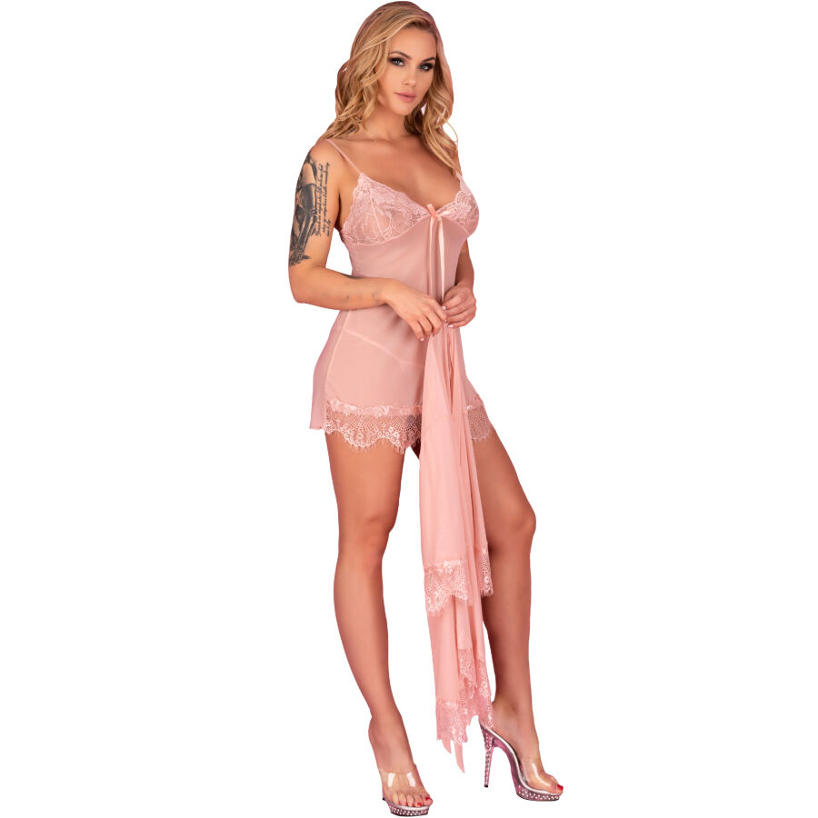 HYEONA 1710 BABYDOLL + THONG ROSE XL