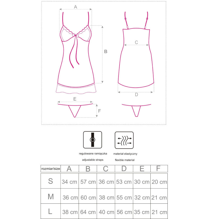 HYEONA 1710 BABYDOLL + THONG ROSE XL