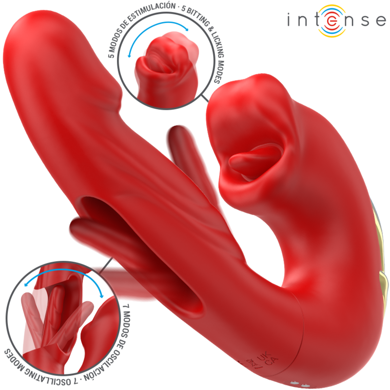 INTENSE - NATHY Doppeltvibrator mit multifunktionierendem Stimulationsmund Rot
