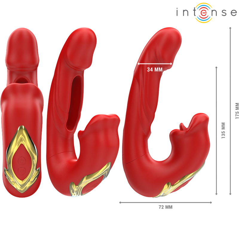 INTENSE - NATHY Doppeltvibrator mit multifunktionierendem Stimulationsmund Rot