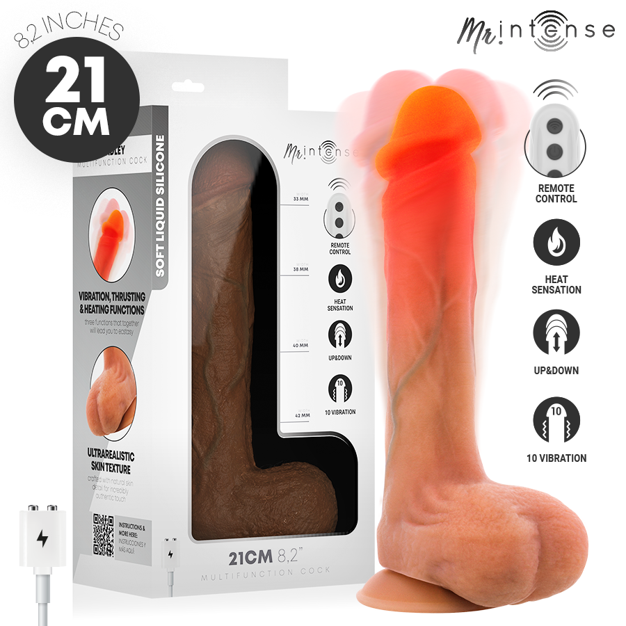 MR INTENSE - BRADLEY Silikon-Vibrationsdildo mit Wärmeeffekt und Fernbedienung 21 cm - Ø 4,2 cm