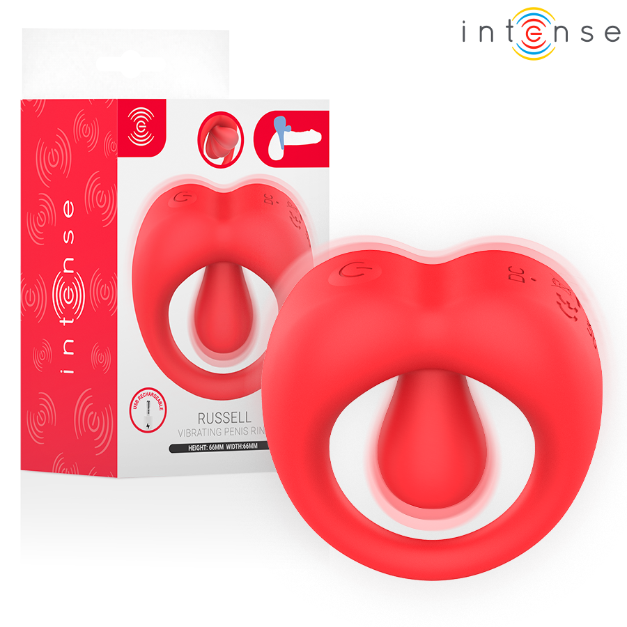 INTENSE - RUSSELL Vibratorring mit Klitorisstimulation Rot