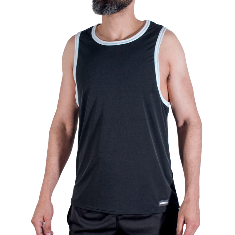 MACHO - CMV004 Schwarzes Gym-T-Shirt S/M