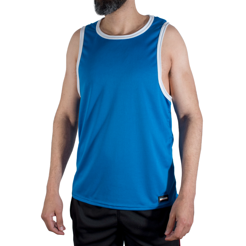 MACHO - CMV002 Blaues Gym-T-Shirt S/M