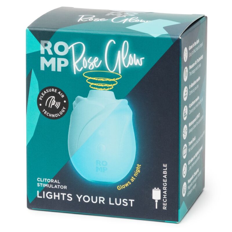 ROMP - ROSE GLOW KLITORISSAUGGERÄT, DAS IM DUNKELN LEUCHTET